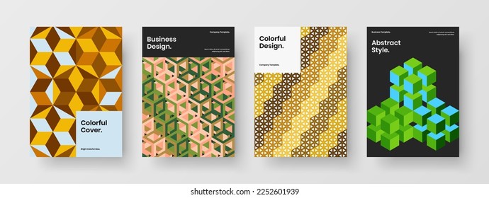 Colección de plantillas de planchas de planchas de patrones geométricos minimalistas. Juego de concepto de diseño de vector A4 de portada de libros simple.