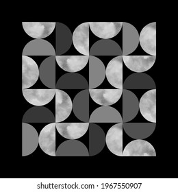 Minimalistic geometric pattern in Scandinavian style. Modern abstract background with semicircles.