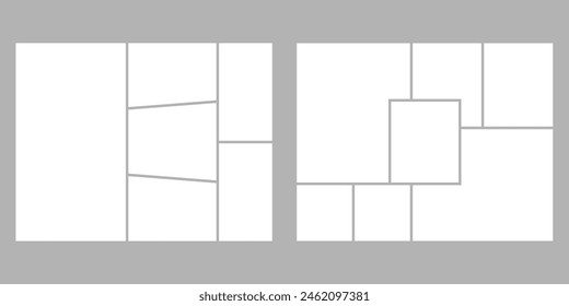 Minimalistic geometric photo frame layout for photo albums, wedding photo. 8,5 to 11 in proportion