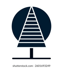 Minimalistic Geometric Pine Tree Silhouette with Circular Background Perfect for Christmas, Holiday Decor, or Seasonal Projects