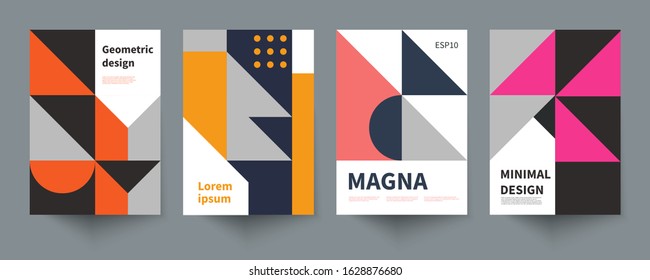 Minimalistic geometric poster, minimal cover template, A4 brochure, swiss style vector graphic design