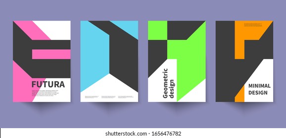 Minimalistic geometric poster, minimal cover template, abstract brochure, swiss style vector graphic design