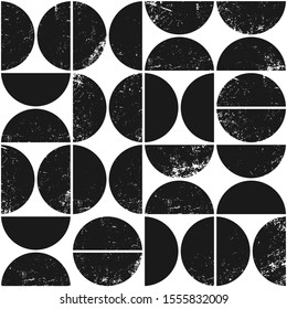 Minimalistic geometric seamless pattern in Scandinavian style. Modern abstract grunge background with semicircles.