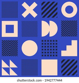 Minimalistic geometric seamless pattern in Scandinavian style. Abstract vector background with simple shapes and textures.