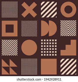 Minimalistic geometric seamless pattern in Scandinavian style. Abstract vector background with simple shapes and textures.