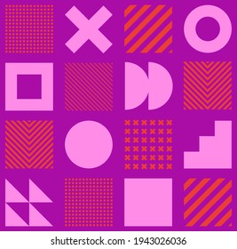 Minimalistic geometric seamless pattern in Scandinavian style. Abstract vector background with simple shapes and textures.