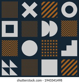 Minimalistic geometric seamless pattern in Scandinavian style. Abstract vector background with simple shapes and textures.