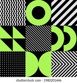 Minimalistic geometric seamless pattern in Scandinavian style. Abstract vector background with simple shapes and textures.