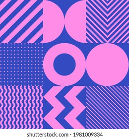 Minimalistic geometric seamless pattern in Scandinavian style. Abstract vector background with simple shapes and textures.