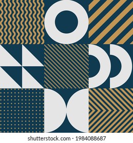 Minimalistic geometric seamless pattern in Scandinavian style. Abstract vector background with simple shapes and textures.