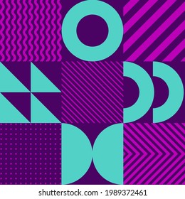 Minimalistic geometric seamless pattern in Scandinavian style. Abstract vector background with simple shapes and textures.