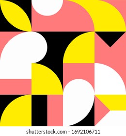 Minimalistic geometric seamless pattern with simple shapes. Abstract Scandinavian style template for web banner, business presentation, branding pack, print, wallpaper, poster. Vector illustration.