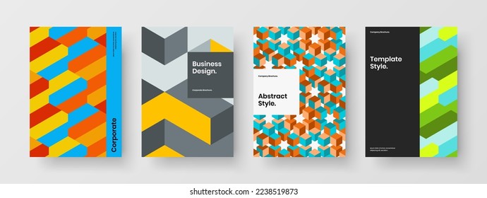 Minimalistic geometric shapes booklet template set. Simple handbill A4 vector design illustration composition.