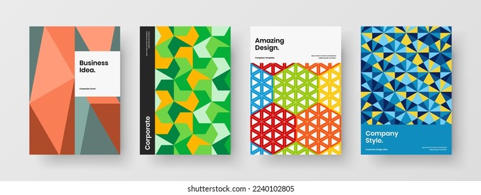 Minimalistic geometric shapes poster concept collection. Abstract brochure design vector layout composition.