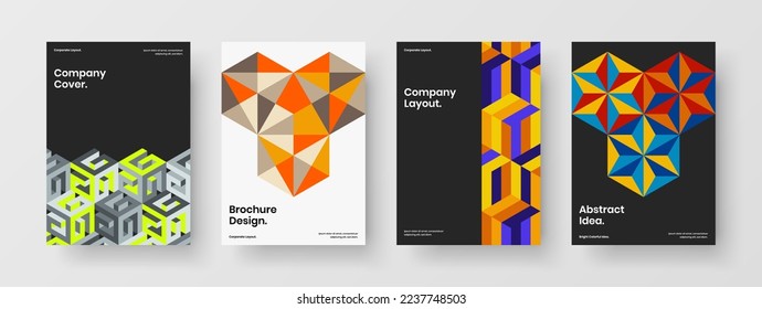 Minimalistic geometric shapes poster layout composition. Colorful company cover A4 design vector concept collection.