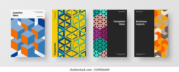 Colección de concepto de presentación de formas geométricas minimalistas. Paquete de ilustración de diseño vectorial A4 con póster fresco.