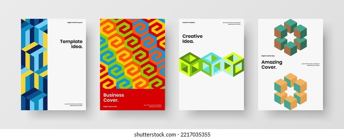 Diseño de cubierta de azulejos geométricos minimalistas. Paquete de concepto de diseño de vector A4 del folleto de primera calidad.