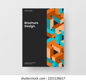 Minimalistic geometric tiles leaflet illustration. Unique corporate cover vector design template.