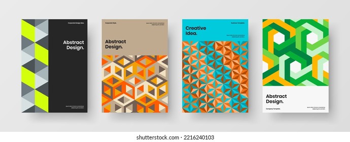 Conjunto de diseño de rótulos de azulejos geométricos minimalistas. Composición única de la ilustración del diseño vectorial del afiche A4.