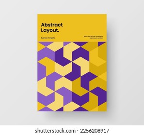 Minimalistic geometric tiles postcard concept. Fresh presentation A4 design vector template.