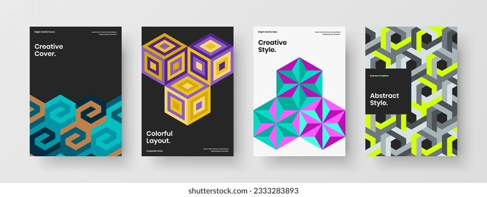 Colección de plantillas de postales de fichas geométricas minimalistas. Composición del concepto del vector de diseño A4 de la pancarta de moda.
