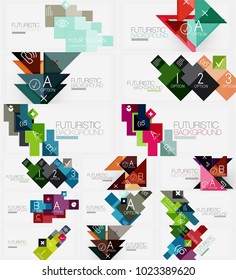 Minimalistic geometric triangle banners set. Vector abstract backgrounds. Mega collection