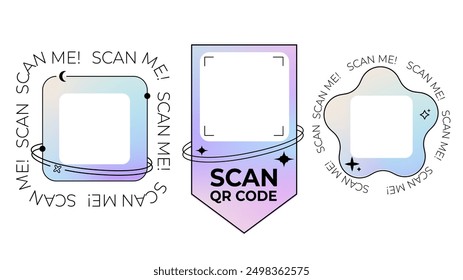 minimalistic geometric y2k frames with space for a QR code. 