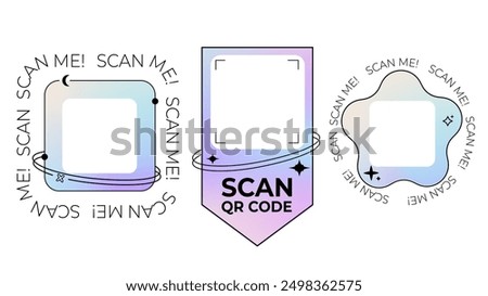 minimalistic geometric y2k frames with space for a QR code. 