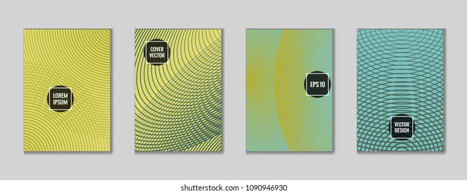 Minimalistic geometrical lines notebook cover background. Minimalistic notepad cover tile set. Colorful title page vector for college notebook, dairy or notepad.