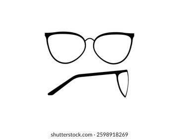 Minimalistic glasses featuring a sleek black frame with clear lenses on a white background.