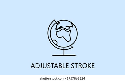 minimalistic globe icon, logo or symbol with fully ajustable strokes