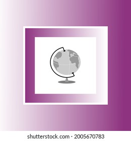 Minimalistic globe on purple background, school subject geography