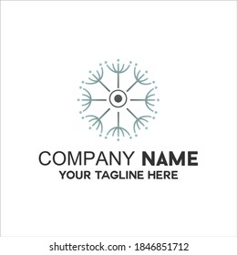 Minimalistic glowing dandelion logo vector