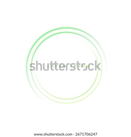 Minimalistic glowing green circular frame with smooth gradient lines and soft light effect on white background.