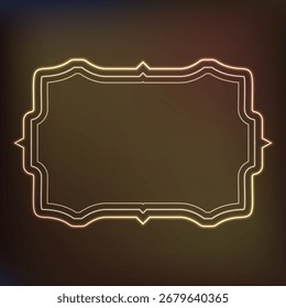Minimalistic glowing neon outline frame with layered light effects