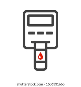Minimalistic glucometer icon. A medical device for checking blood glucose levels. Isolated vector on a white background.
