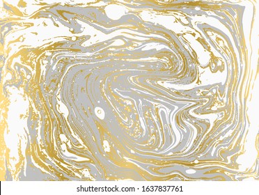 Minimalistic gold and gray marble pattern. Agate background.