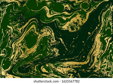Minimalistic gold and green marble pattern. Agate background.