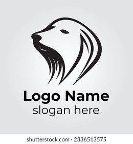 Minimalistic Golden Retriever dog logo design with thin lines black and white in the abstract shape in Illustrator