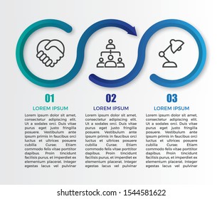 Minimalistic gradient Infographic label design template with icons and 3 options or steps. Can be used for process diagram, presentations, workflow layout, banner, flow chart, info graph.