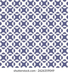Minimalistisch grafisch patroon met symmetrische cirkels en vierkanten in indigo op een witte achtergrond