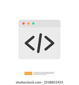 A minimalistic graphic representation of a code editor window featuring angle brackets, symbolizing programming or web development.