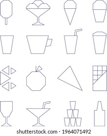 minimalistic graphic vector icons for ice cream parlor of cafe