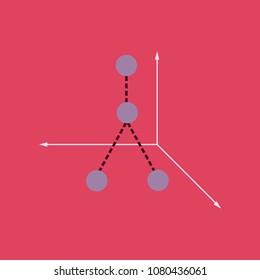 Minimalistic graphics with broken lines on coordinate system with grid vector illustrations.