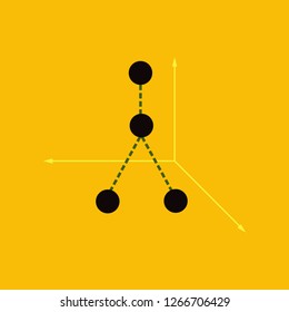 Minimalistic graphics with broken lines on coordinate system with grid vector illustrations.