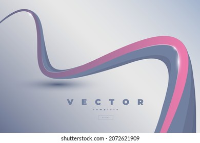 Minimalistic gray vector background with volumetric wavy line