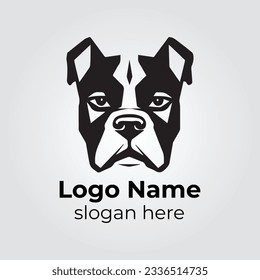 Minimalistic Great Dane Dog logo design with thin lines black and white vector  in the abstract shape Illustrator