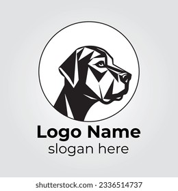 Minimalistic Great Dane Dog logo design with thin lines black and white vector  in the abstract shape Illustrator