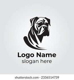 Minimalistic Great Dane Dog logo design with thin lines black and white vector  in the abstract shape Illustrator