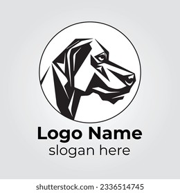 Minimalistic Great Dane Dog logo design with thin lines black and white vector  in the abstract shape Illustrator